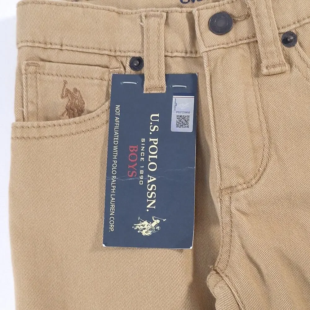 U.S. Polo Assn Boys Size 4 Honey Straight Twill Pants NWT Adjustable School Play